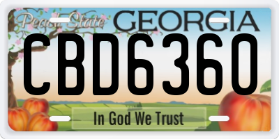 GA license plate CBD6360