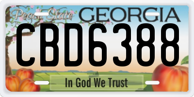 GA license plate CBD6388