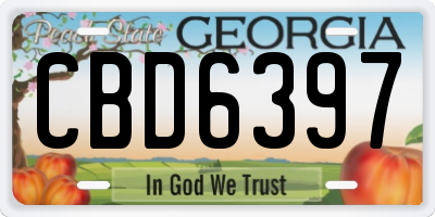 GA license plate CBD6397