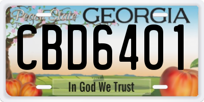 GA license plate CBD6401