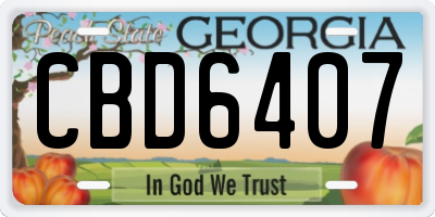 GA license plate CBD6407