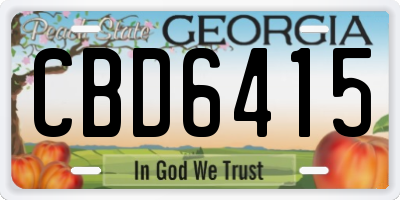 GA license plate CBD6415