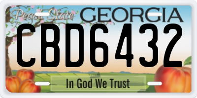 GA license plate CBD6432
