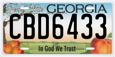 GA license plate CBD6433