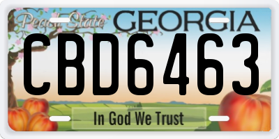 GA license plate CBD6463