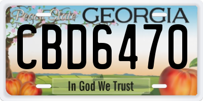 GA license plate CBD6470
