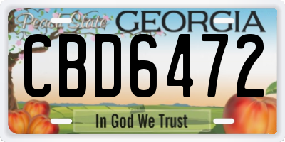 GA license plate CBD6472