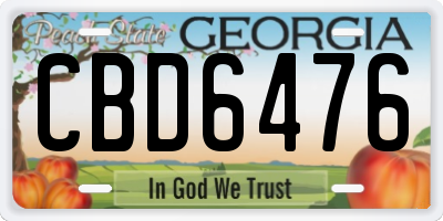 GA license plate CBD6476
