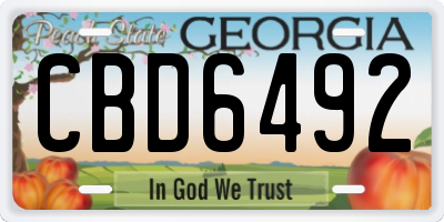 GA license plate CBD6492