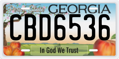 GA license plate CBD6536