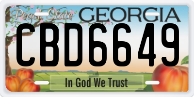 GA license plate CBD6649