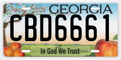 GA license plate CBD6661