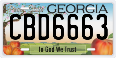 GA license plate CBD6663