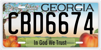 GA license plate CBD6674