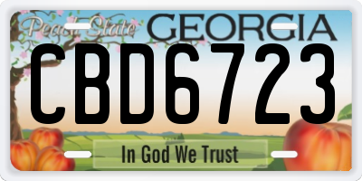GA license plate CBD6723