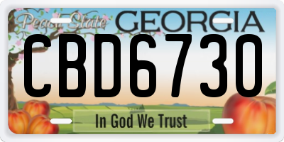 GA license plate CBD6730