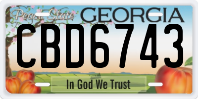 GA license plate CBD6743