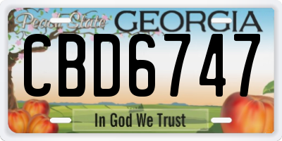 GA license plate CBD6747