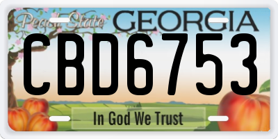 GA license plate CBD6753