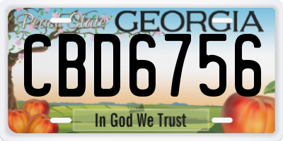 GA license plate CBD6756