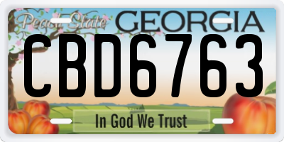 GA license plate CBD6763
