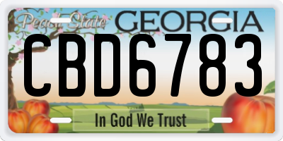 GA license plate CBD6783