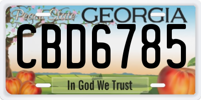 GA license plate CBD6785