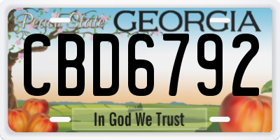 GA license plate CBD6792