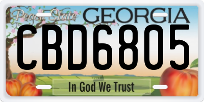 GA license plate CBD6805