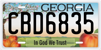 GA license plate CBD6835