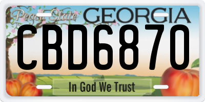 GA license plate CBD6870