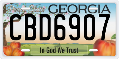 GA license plate CBD6907