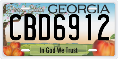 GA license plate CBD6912