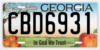 GA license plate CBD6931