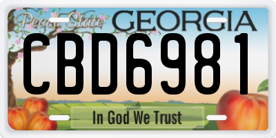 GA license plate CBD6981