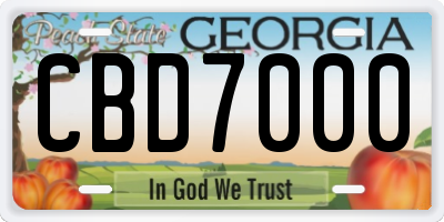 GA license plate CBD7000