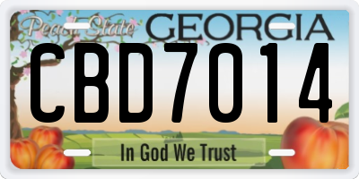 GA license plate CBD7014