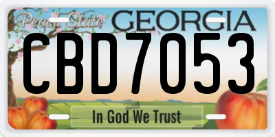GA license plate CBD7053