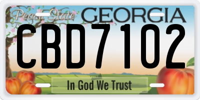 GA license plate CBD7102