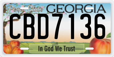 GA license plate CBD7136