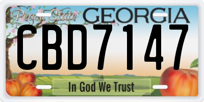 GA license plate CBD7147