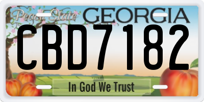 GA license plate CBD7182
