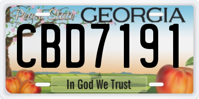 GA license plate CBD7191