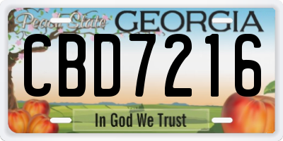 GA license plate CBD7216