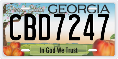 GA license plate CBD7247
