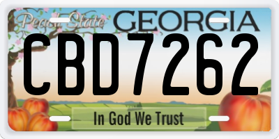 GA license plate CBD7262