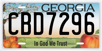 GA license plate CBD7296