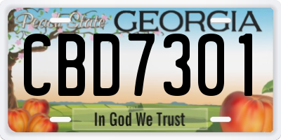 GA license plate CBD7301