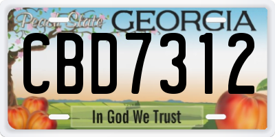 GA license plate CBD7312