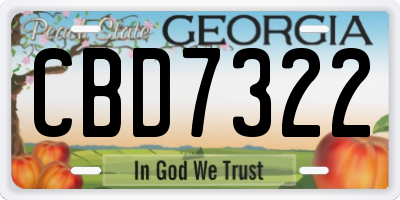 GA license plate CBD7322